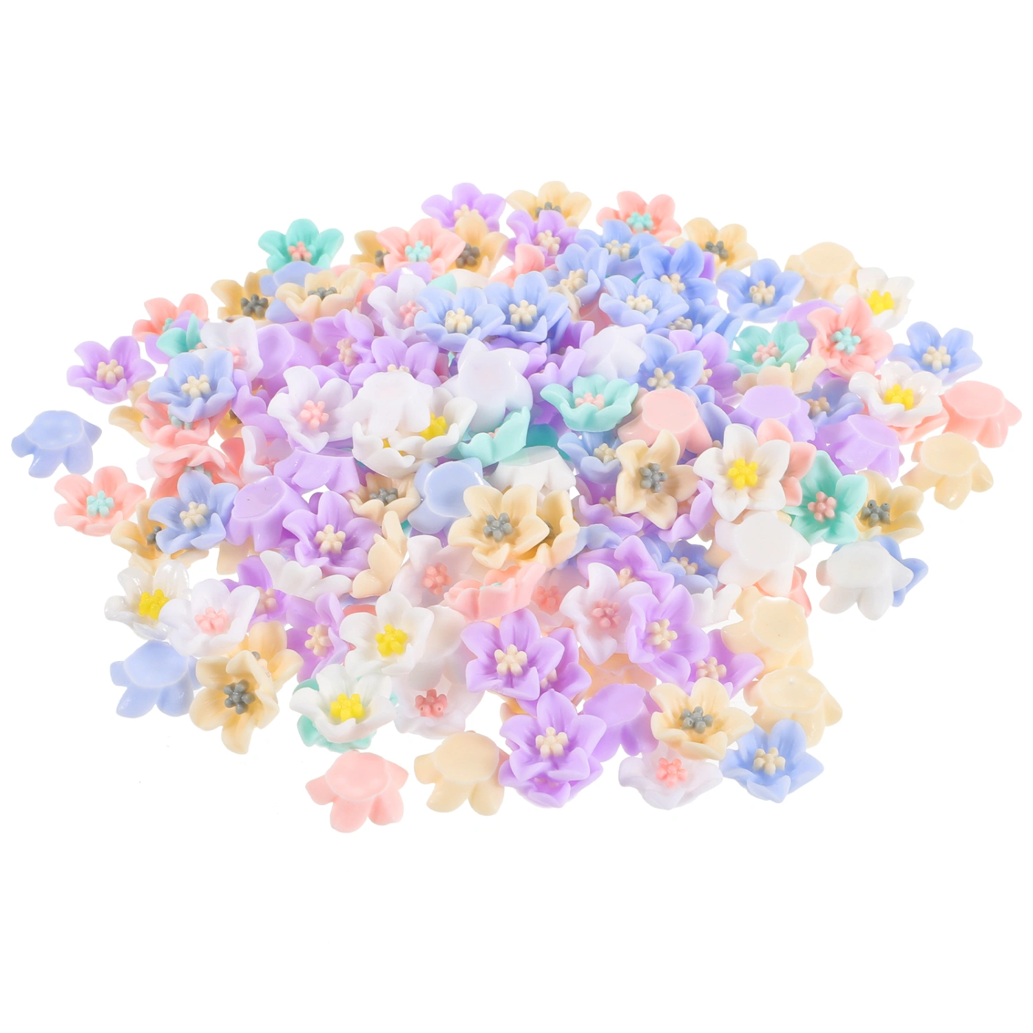 200pcs Cartoon Flower Charms Decorative Resin Charms Phone Case DIY Ornaments
