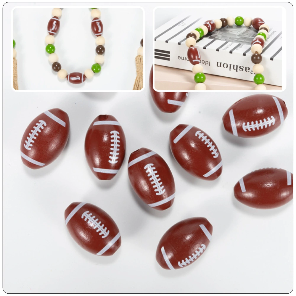 30Pcs Rugby Spacer Beads DIY Wooden Rugby Beads Loose Beads Rugby Football Beads for Jewelry