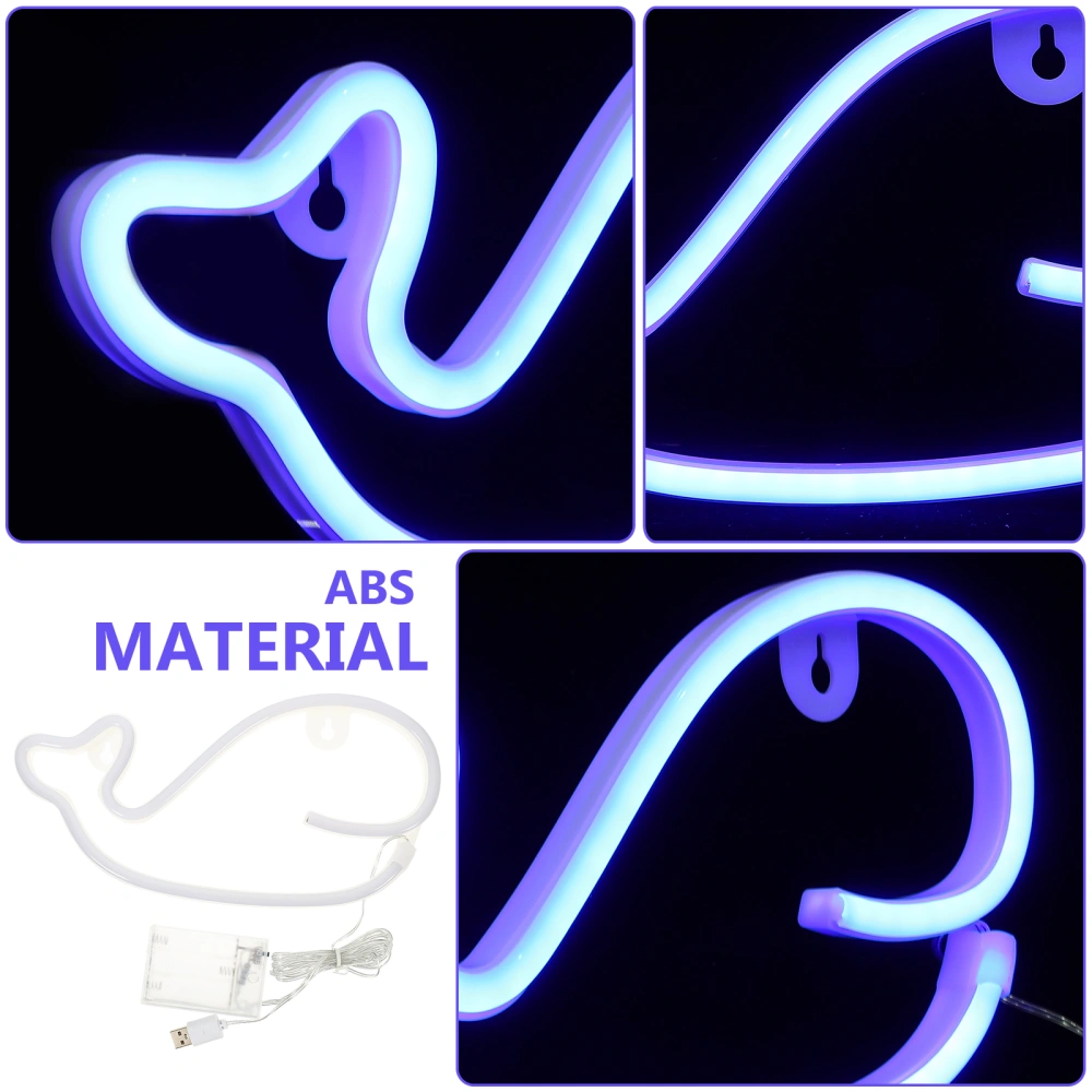 Decorative Whale Shaped Neon Light Battery Operated or USB Charging LED Light Bedroom Night Light