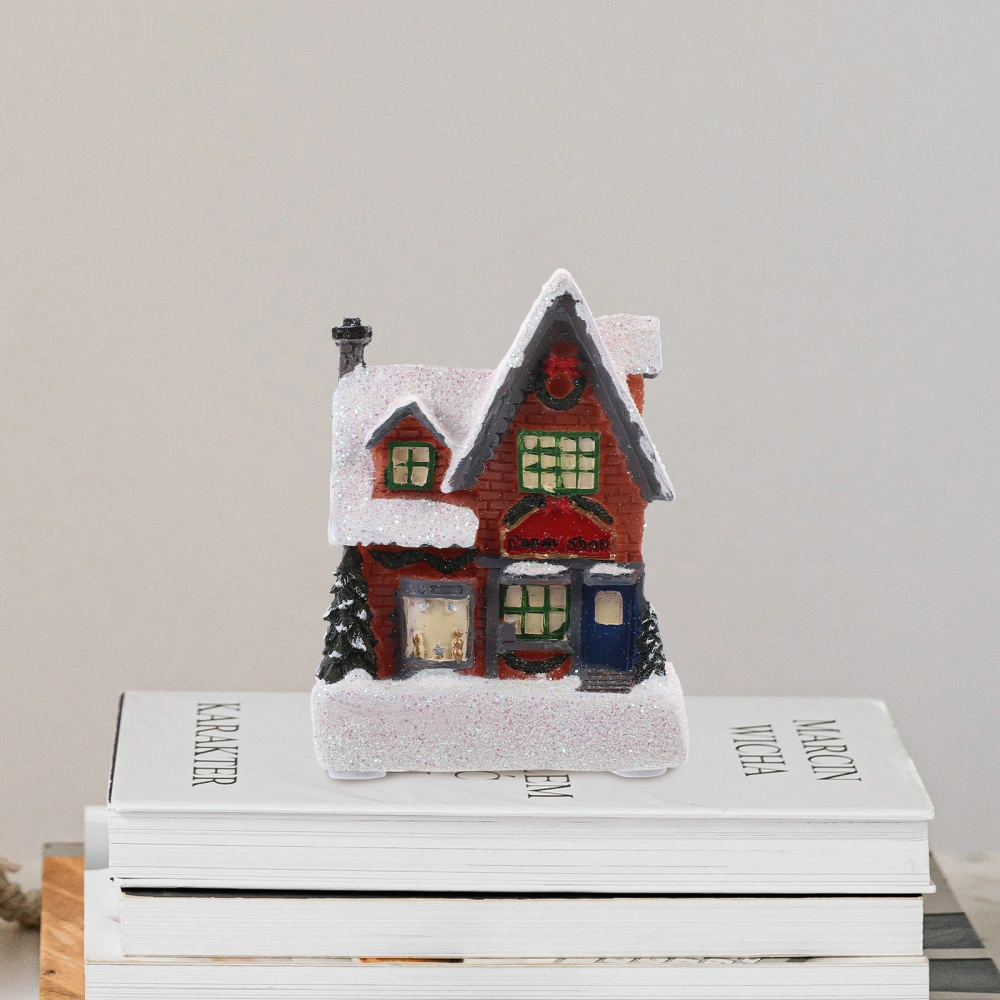 Desktop Christmas House Decoration Lighted Small House Model Christmas Themed Table Ornament