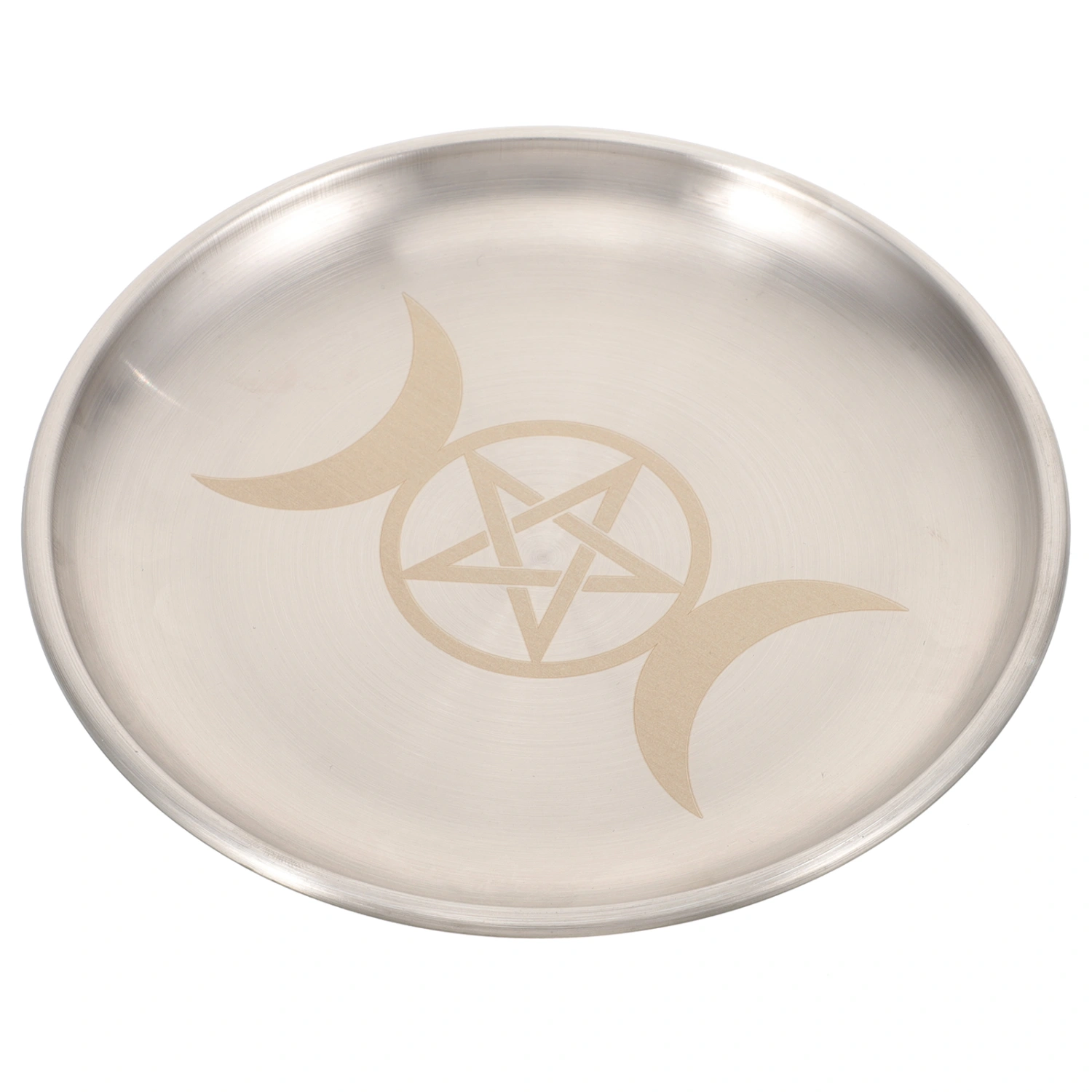 Pentagram and Moon Pattern Storage Plate Decorative Metal Tarot Ceremony Jewelry Storage Tray