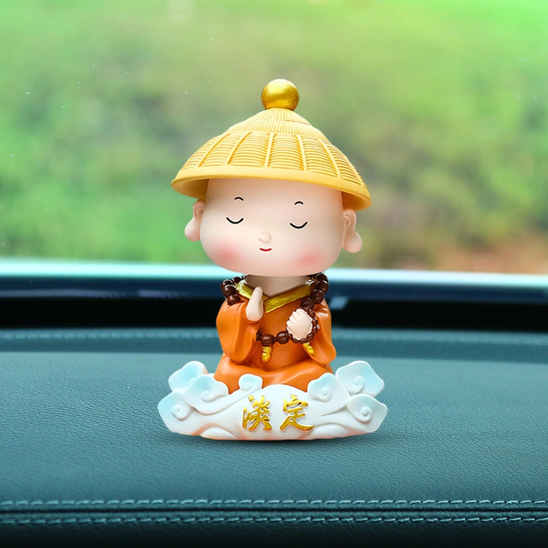 Desktop Monk Ornament Car Dashboard Monk Figure Decor Novel Funny Monk Figurine