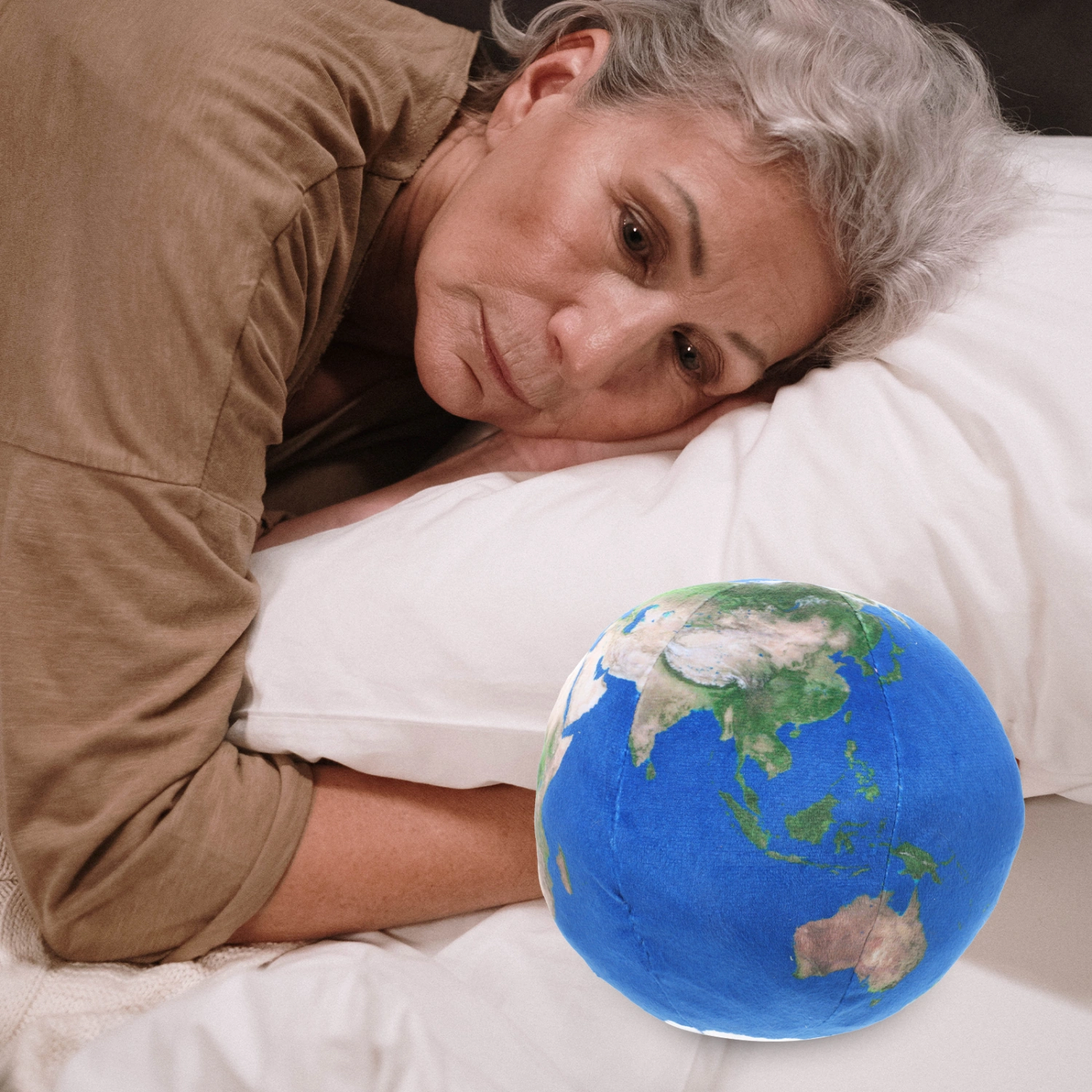 Creative Earth Pattern Throw Pillow Ball Shaped Throw Pillow Household Soft Stuffed Pillow