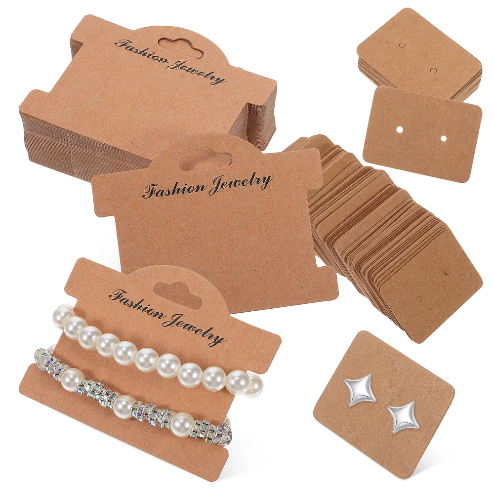 200Pcs Kraft Paper Bracelet Display Cards Earring Packaging Cards Ear Stud Holder for Jewelry