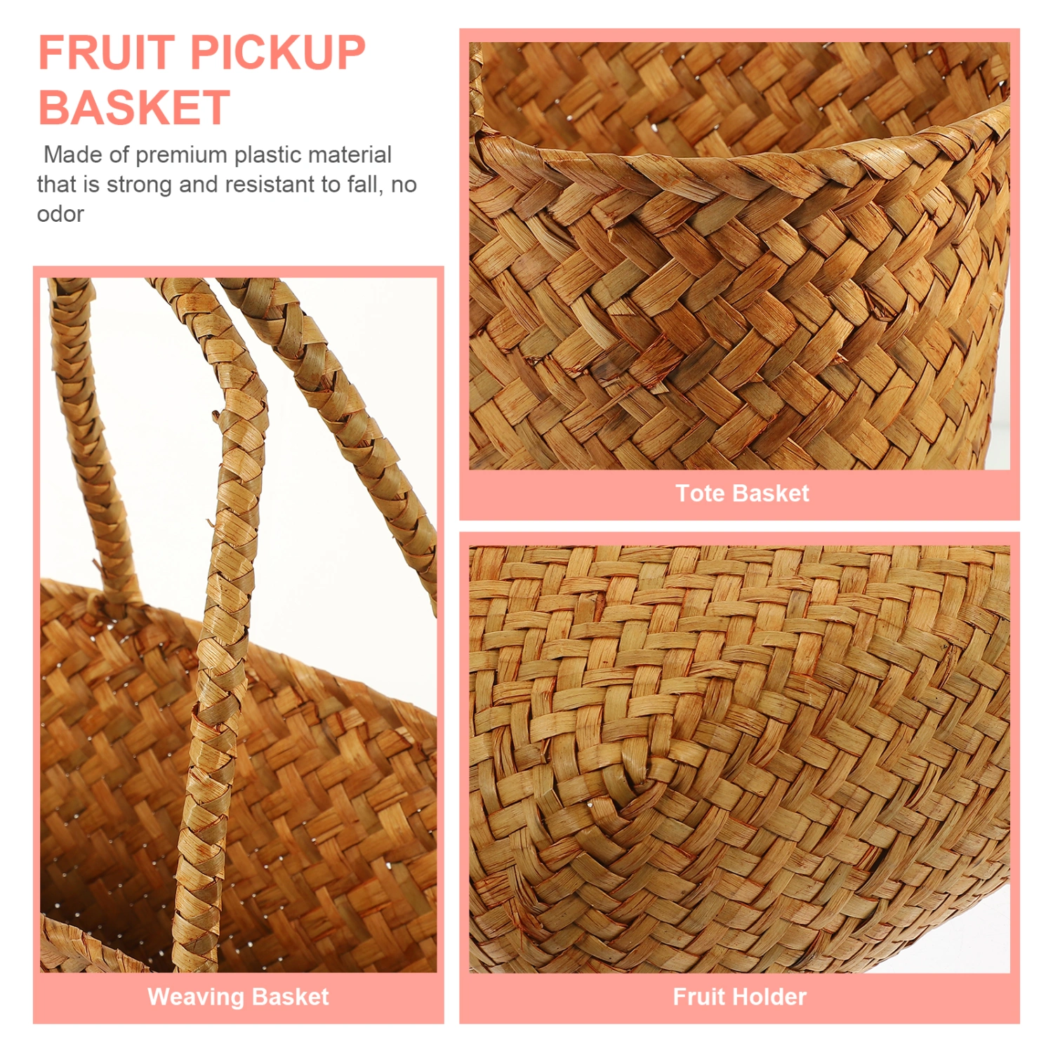 Woven Picnic Basket Handheld Woven Basket Fruits Vegetable Basket Hand Woven Basket