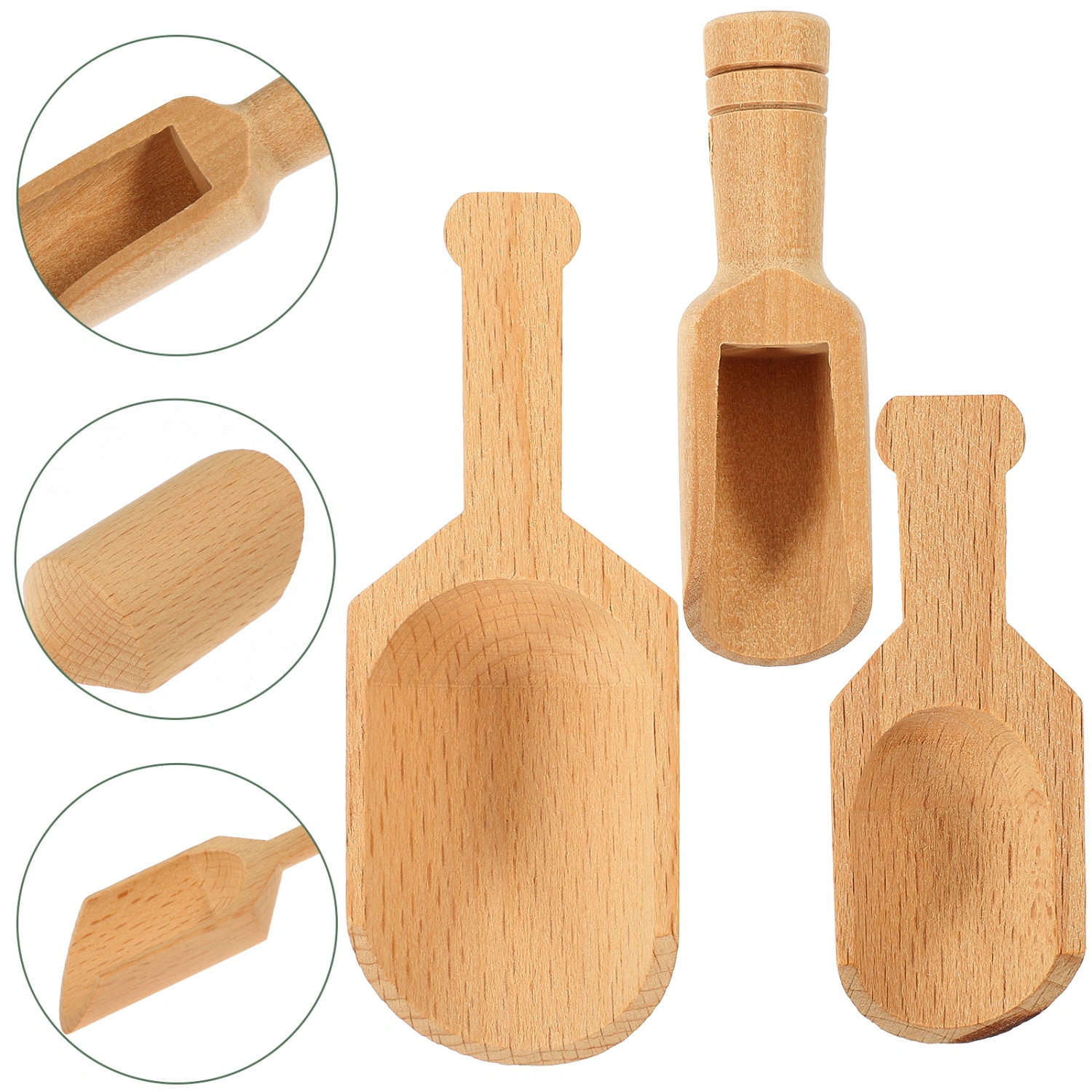 3pcs Household Tea Spoons Multi-function Bath Salt Scoops Convenient Fertilizer Wooden Scoops