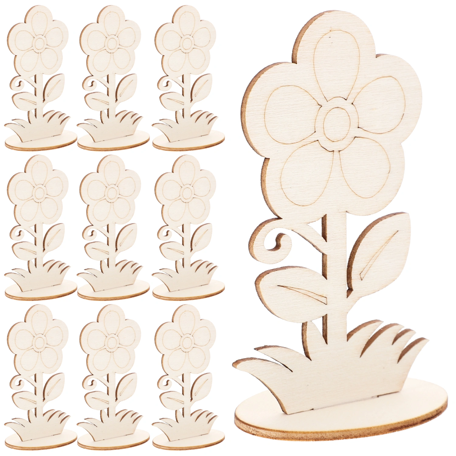 12pcs Unfinished Wooden Flowers Crafts Wooden Flowers To Paint Flower Decor