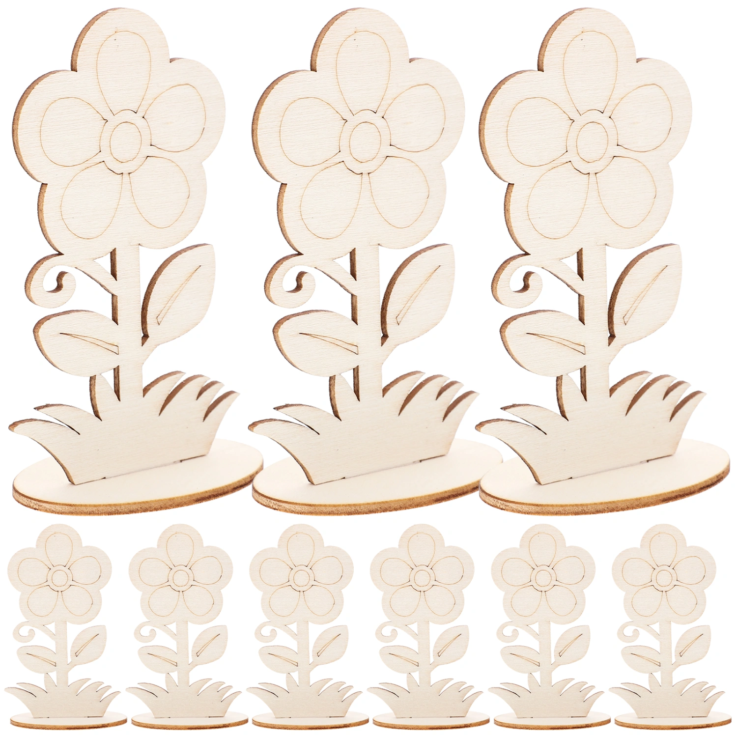 12pcs Unfinished Wooden Flowers Crafts Wooden Flowers To Paint Flower Decor