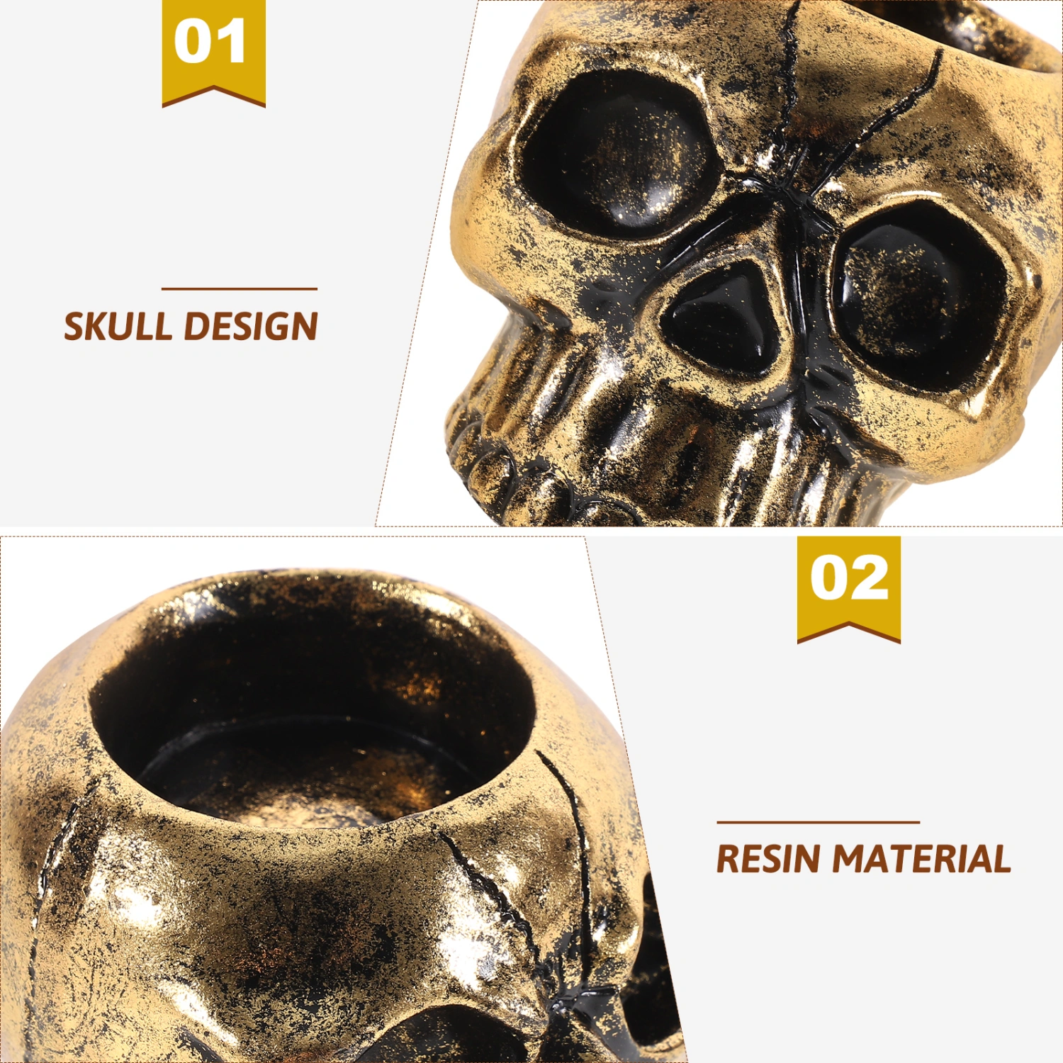 Skeleton Skull Candlestick Holder Halloween Decorative Resin Skeleton Candle Holder