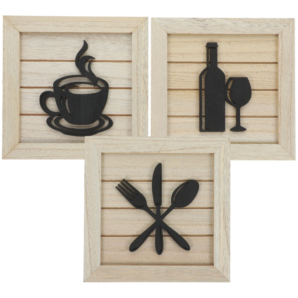 3pcs Wall Decorative Sign Home Door Sign Wooden Hanging Kitchen Sign Pendant