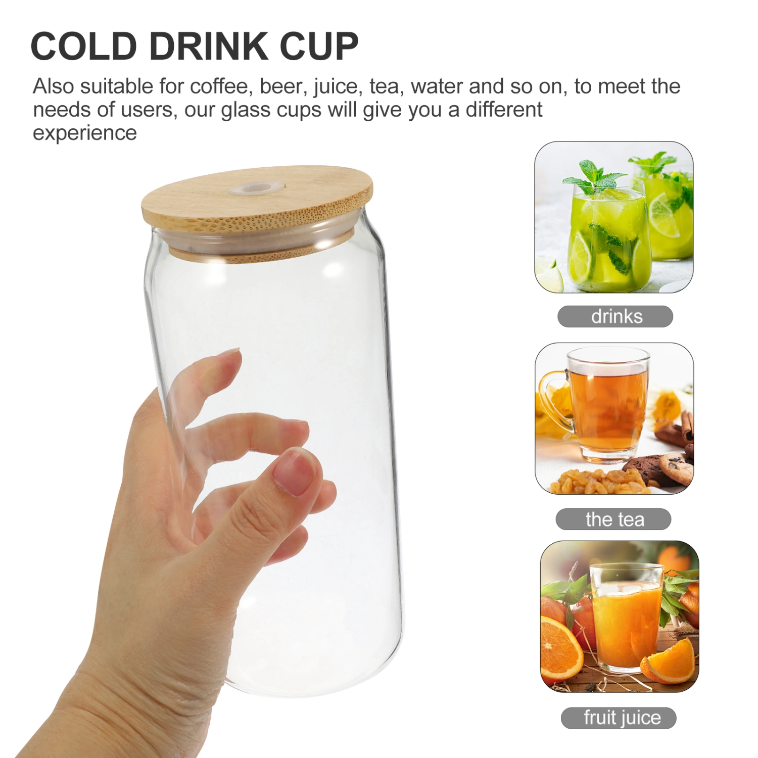 2pcs Can Shape Glass Cup with Lid Drinking Cup Tumbler Ice Coffee Cup for Home Coffee Bar