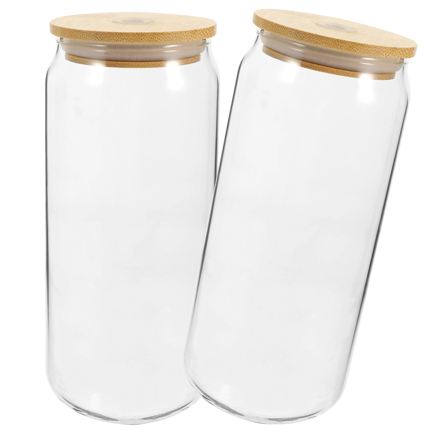 2pcs Can Shape Glass Cup with Lid Drinking Cup Tumbler Ice Coffee Cup for Home Coffee Bar