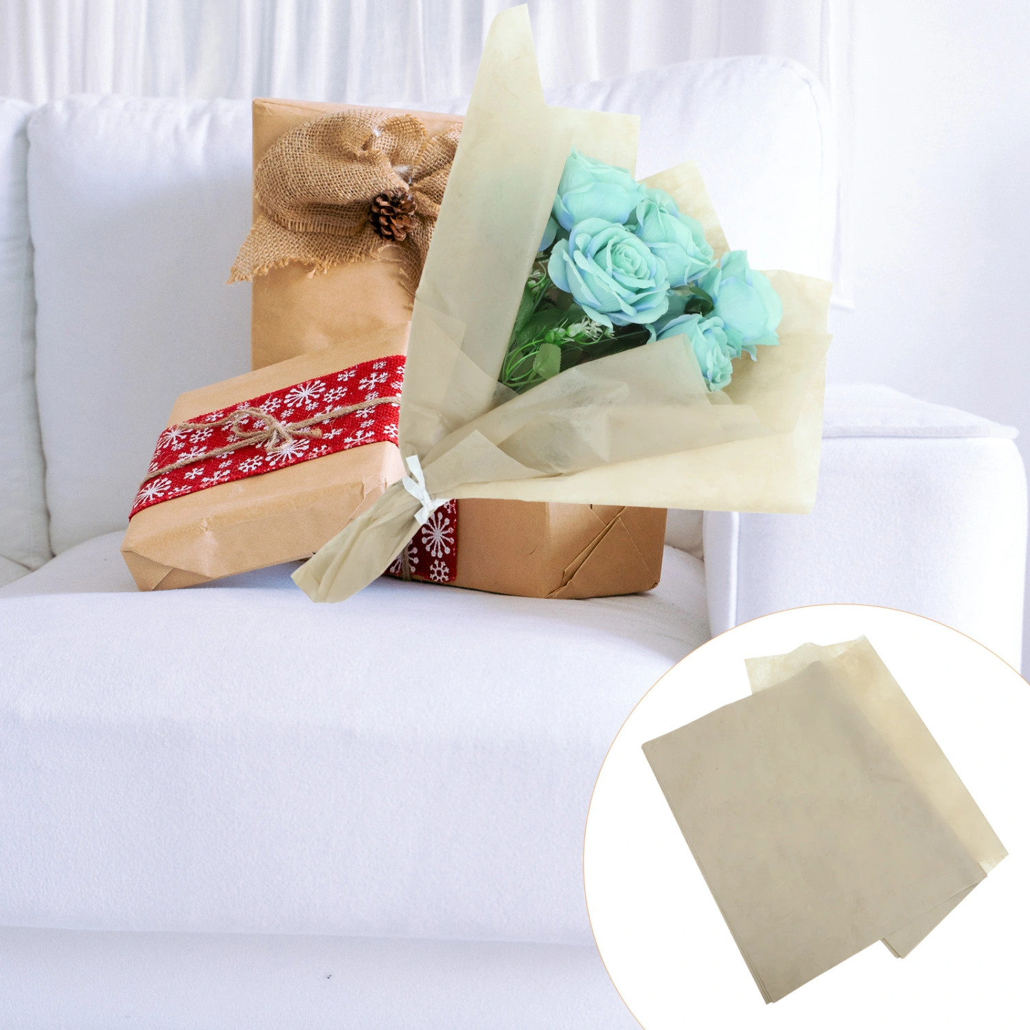 50pcs Tissue Paper Sheets Gift Wrap Paper Holidays Presents Packaging Lined Paper