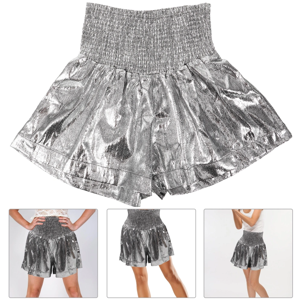 Casual Sports Women Shorts Elastic Waist Shorts Glitter Shorts Summer Breathable Outfit