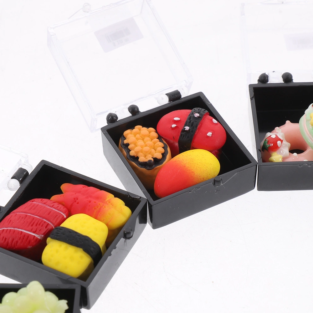 5 boxes of Miniature Food Mini Sushi Jams Donuts Fruit Kitchen Decor Accessories