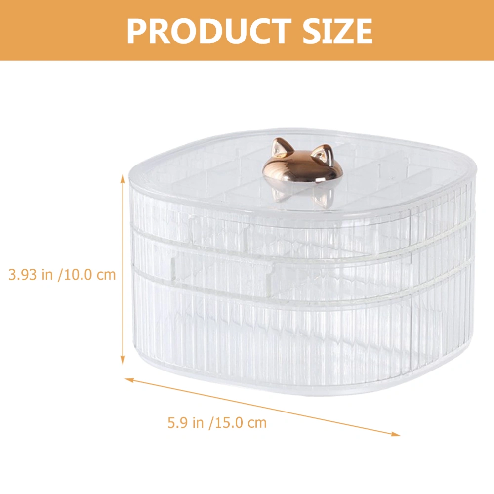 Dressing Table Jewelry Storage Container 3-layer Multi-grid Earring Ring Box