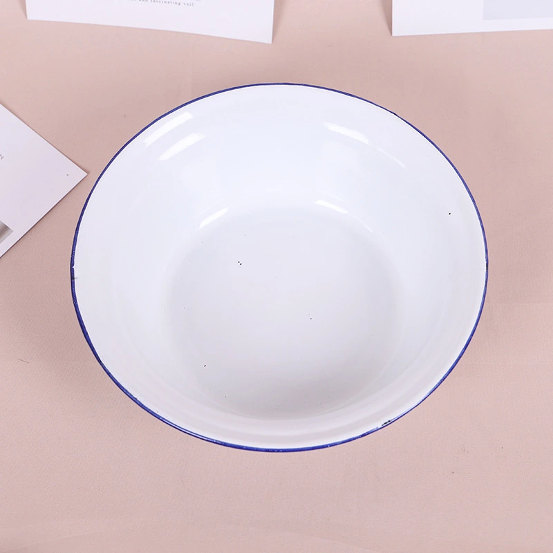 Retro Enamel Basin Enamel Mixing Bowl Kitchen Soup Serving Bowl Salad Mixing Bowl