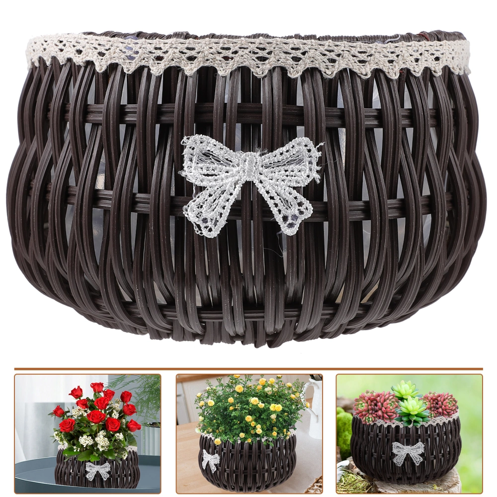 Woven Planter Basket Natural Handwoven Plant Pot Container Farmhouse Planter Rattan Basket