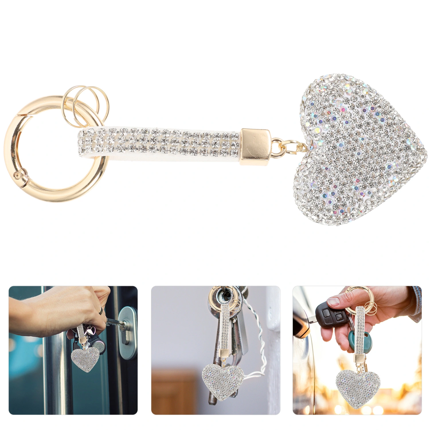 Bling Keychain Women Purse Charms Handbags Pendant Rhinestone Key Ring for Women