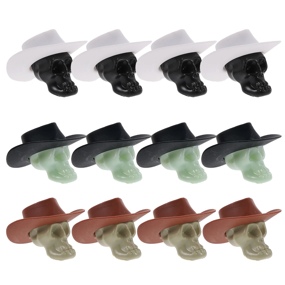 12pcs Mini Skull Shaped Charm Decorative Cowboy Hat Skull Decoration Party Decoration for Bar Home