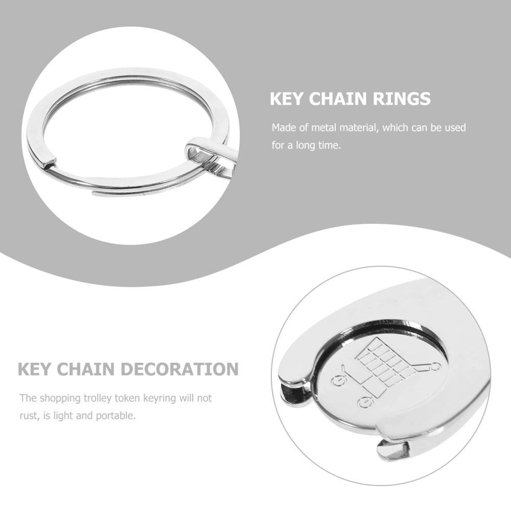 2pcs Trolley Coin Holder Keychains Ornament Metal Keyring Coin Holder Supermarket Shopping Cart Chip Key Chain Pendant