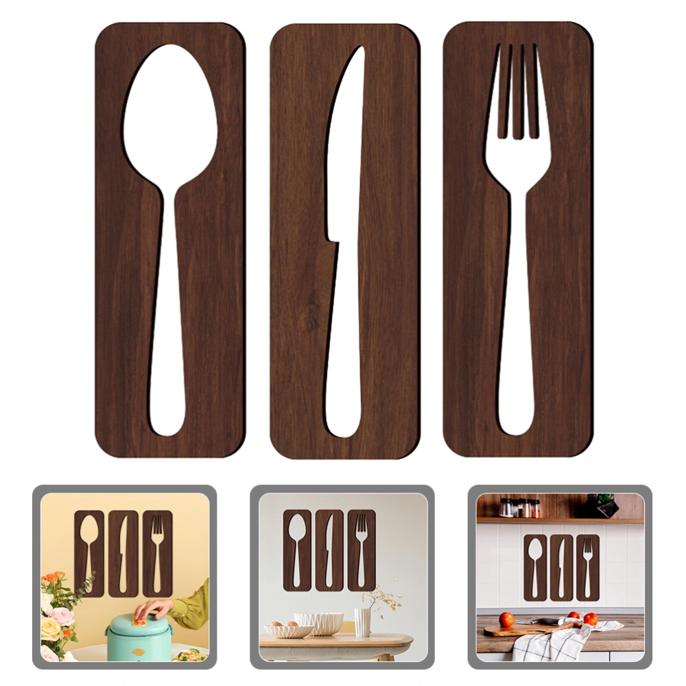 1 Set of Restaurant Cutlery Sign Hanging Wall Art Decoration Cutter Fork Spoon Sign for Wall Decor