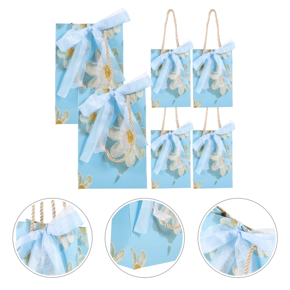 6Pcs Handheld Gift Bags Wrapping Bags Flower Pattern Gift Bags Decorative Bouquet Wrapping Bags