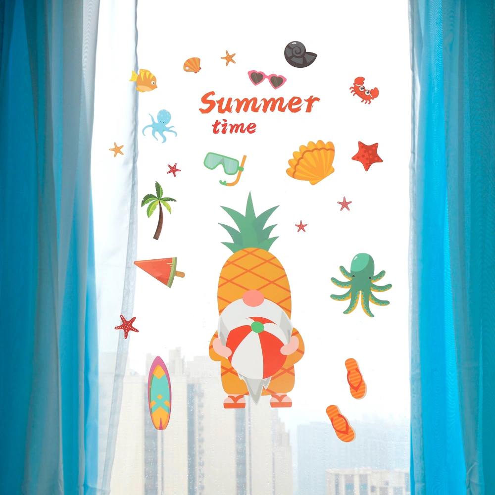 9 Sheets of Summer Theme Window Cling Pool Party Decorative Window Decal Colorful Static Glass Cling