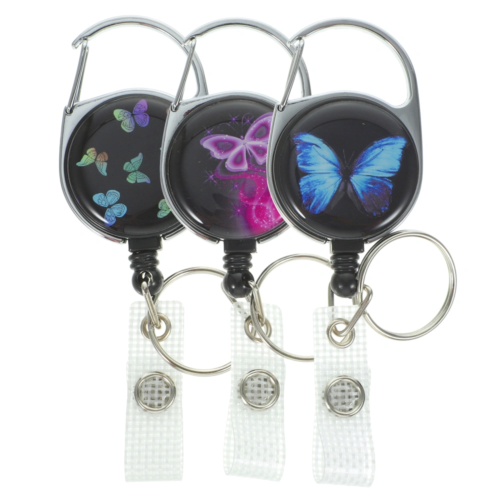 3Pcs Butterflies-Pattern Cards Clips Portable Badge Clips Practical Cards Buckles Adorable Cards Clips