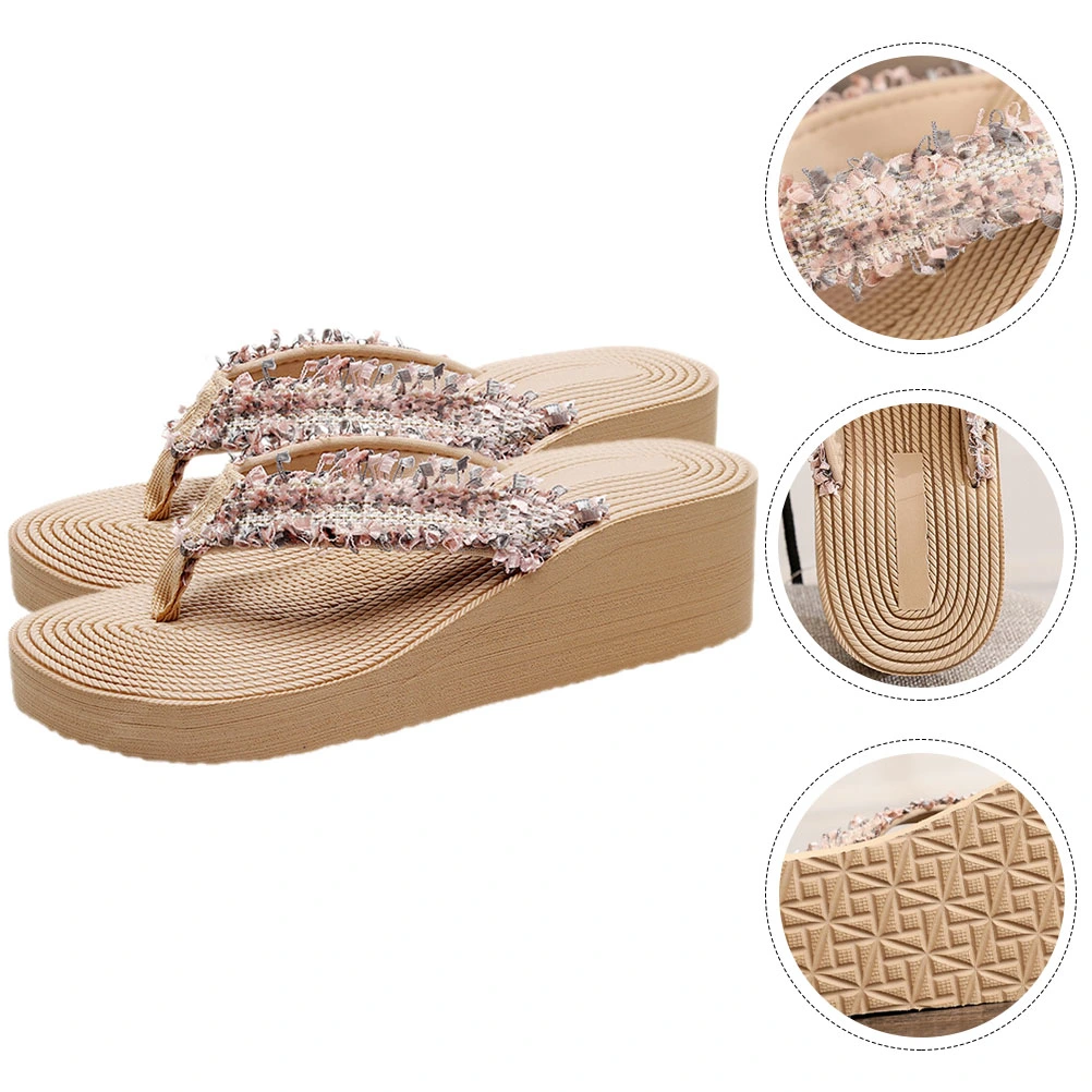 1 Pair Women Sandals Bohemian Style Sandals Wedge Slippers Summer Beach Shoes