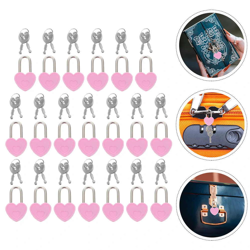 20 sets of Small Metal Padlock Heart Shaped Padlock Storage Box Mini Lock with Key