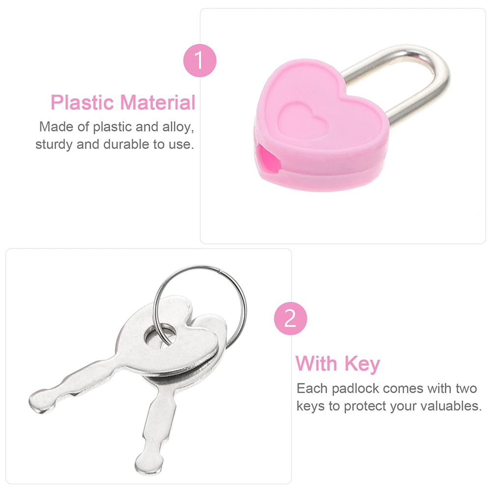 20 sets of Small Metal Padlock Heart Shaped Padlock Storage Box Mini Lock with Key