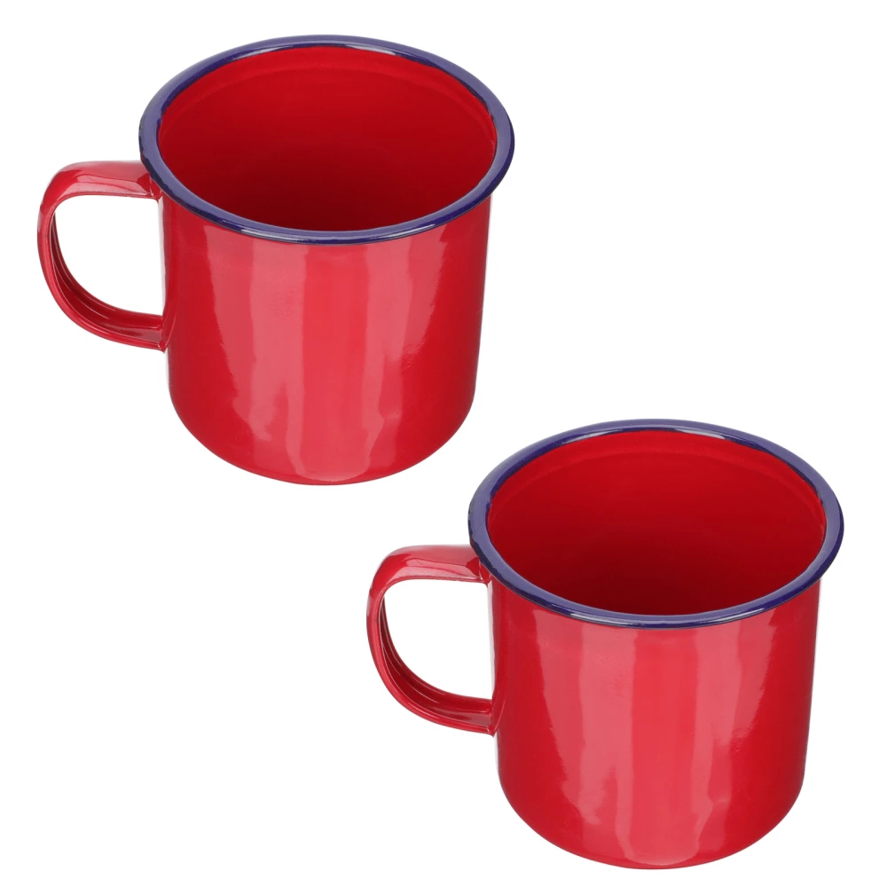 2pcs Enamel Mug Enamel Camping Coffee Mug Reusable Enamel Tea Water Beverage Cup