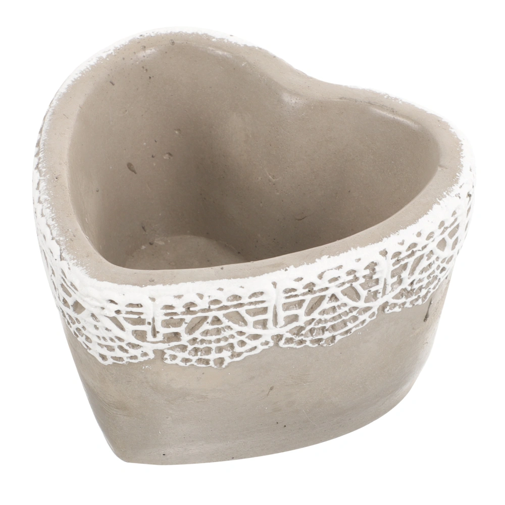 Cement Flower Pot Heart Shaped Flower Container Cement Planter Decorative Succulent Pot Decor