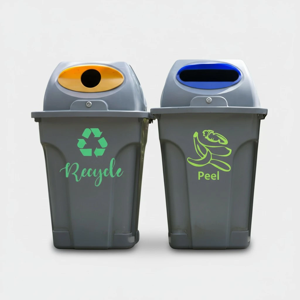 4pcs Trash Can Labels Outdoor Trash and Recycle Labels Yard Waste Sticker Sorting Trash Can Stickers