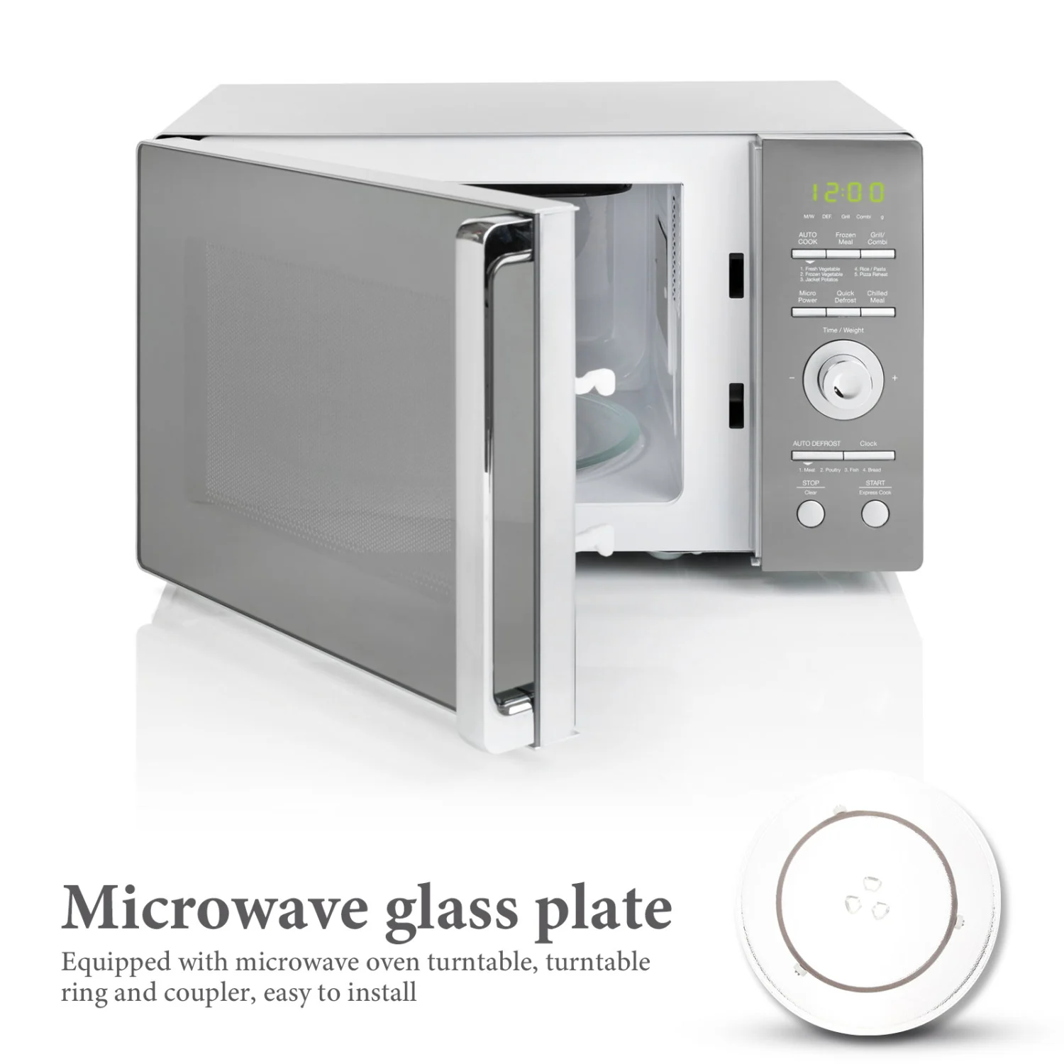 1 Set Microwave Turntable Microwave Oven Glass Plate Oven Cooking Plate with Turntable Ring Coupler