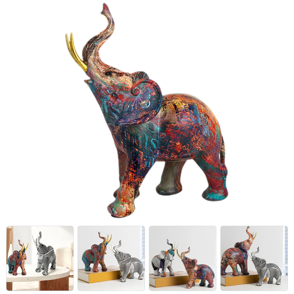 Resin Elephant Sculpture Creative Elephant Figurine Home Tabletop Decoration