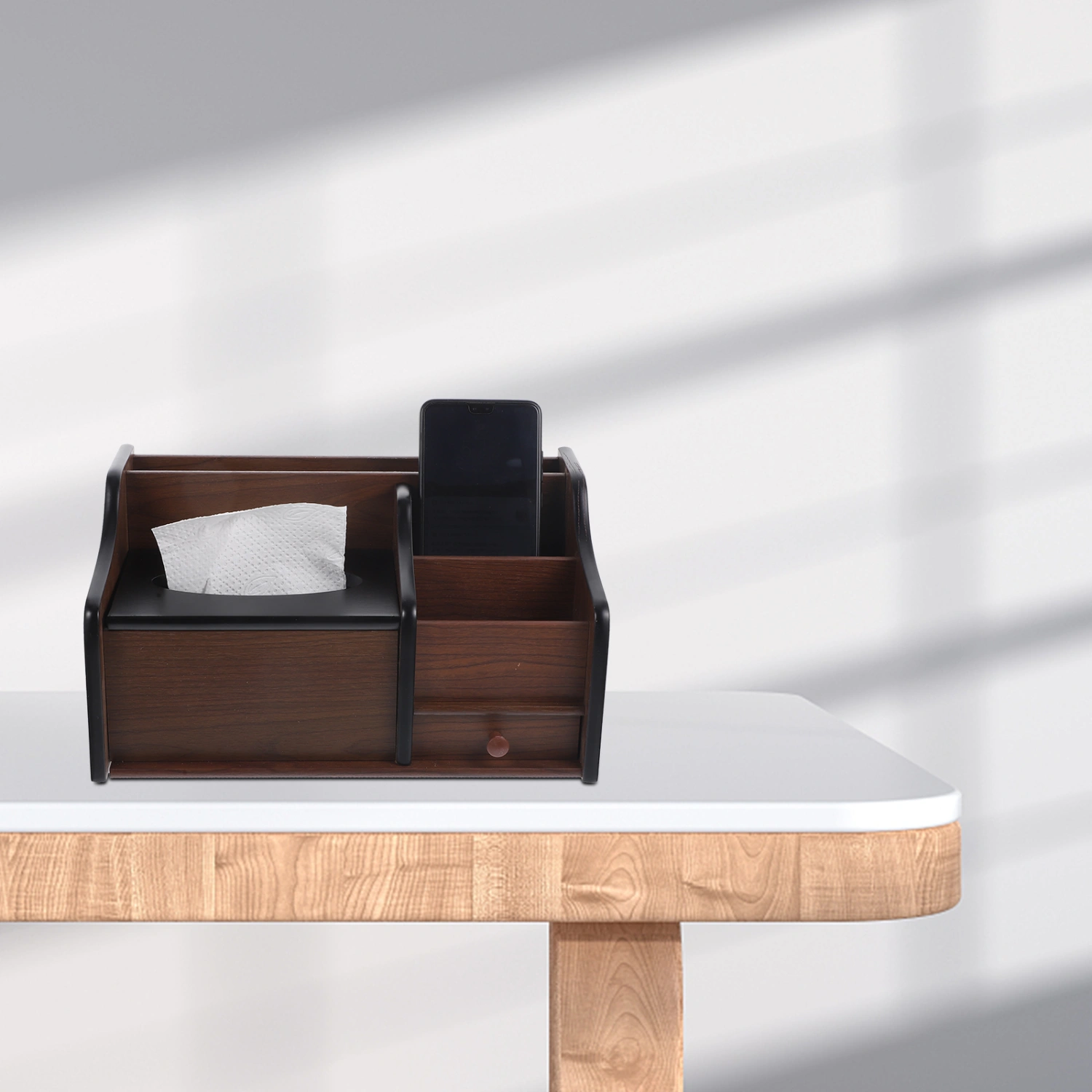 Table Wooden Organizer Pen Holder Office Tabletop Wooden Box Tissue Paper Box Desk Organizer