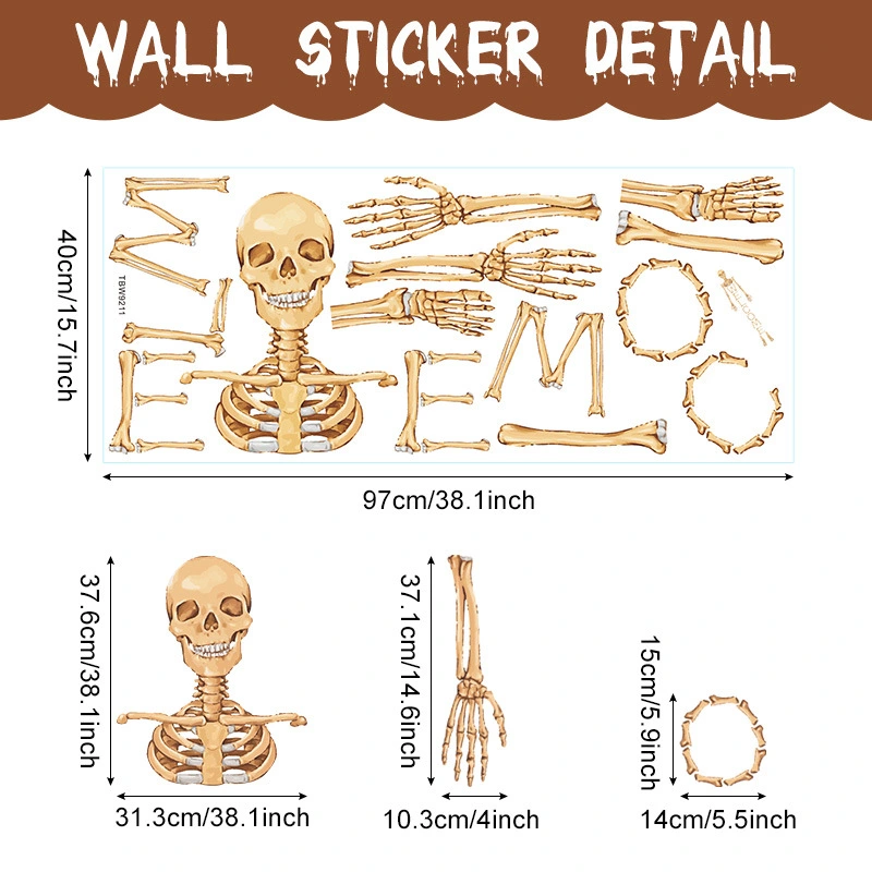 Halloween Wall Decor DIY Haunted House Decoration Spooky Skeleton  Wall Sticker