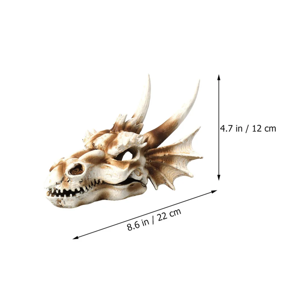 Delicate Aquarium Adornment Desktop Courtyard Ornament Fake Dragon Skull Courtyard Supply