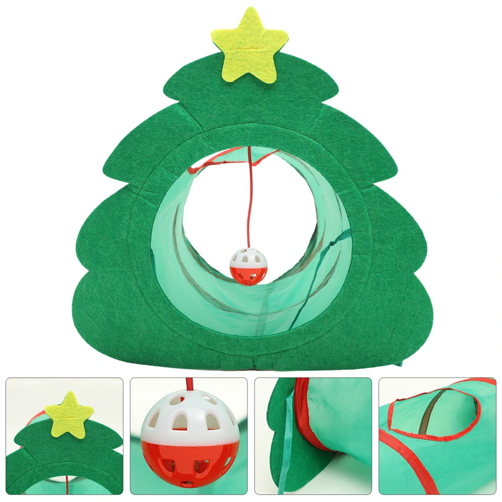 Pet Cat Tunnel Toy Kitten Tunnel Plaything Pet Interactive Toy Xmas Tree Shape Tunnel Toy