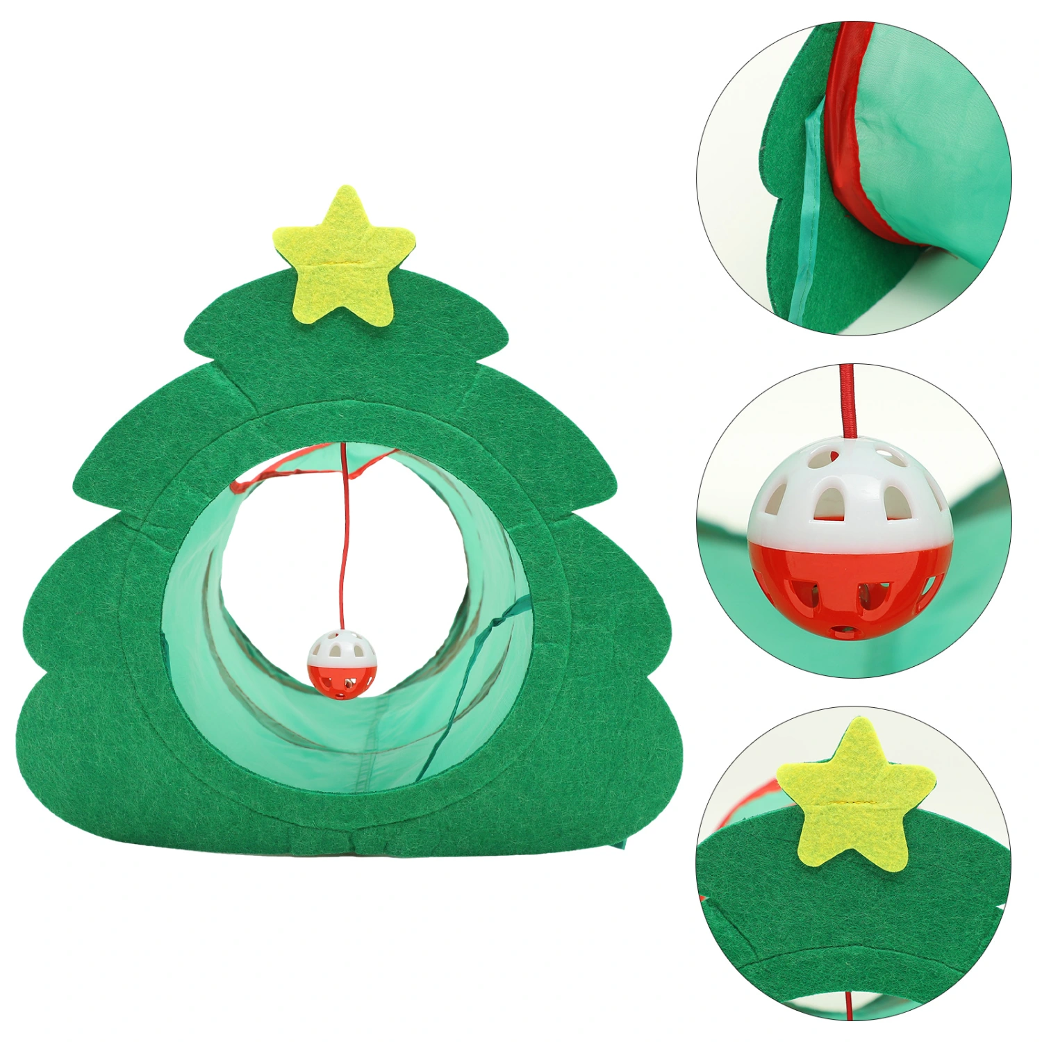 Pet Cat Tunnel Toy Kitten Tunnel Plaything Pet Interactive Toy Xmas Tree Shape Tunnel Toy
