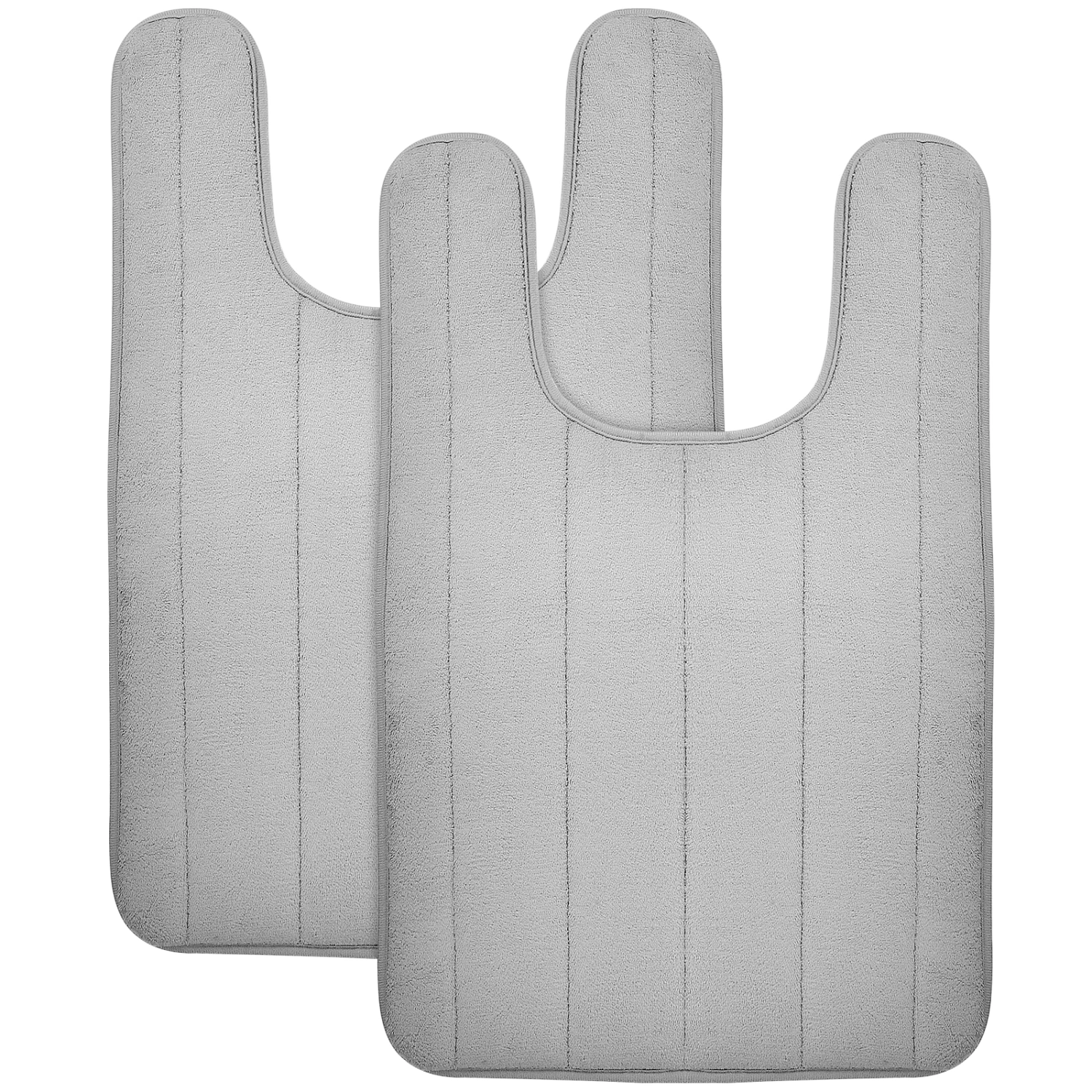 2Pcs U-Shaped Toilet Rug Anti-skid Toilet Bath Mat Water Absorption Bathroom Floor Mat