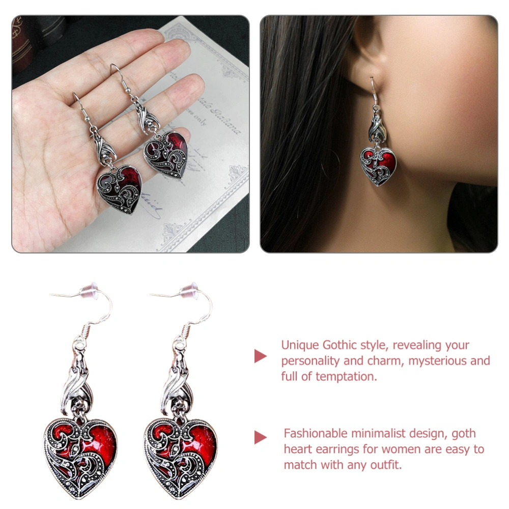 1 Pair Goth Heart Earrings Love Heart Earrings Halloween Jewelry Gothic Earrings