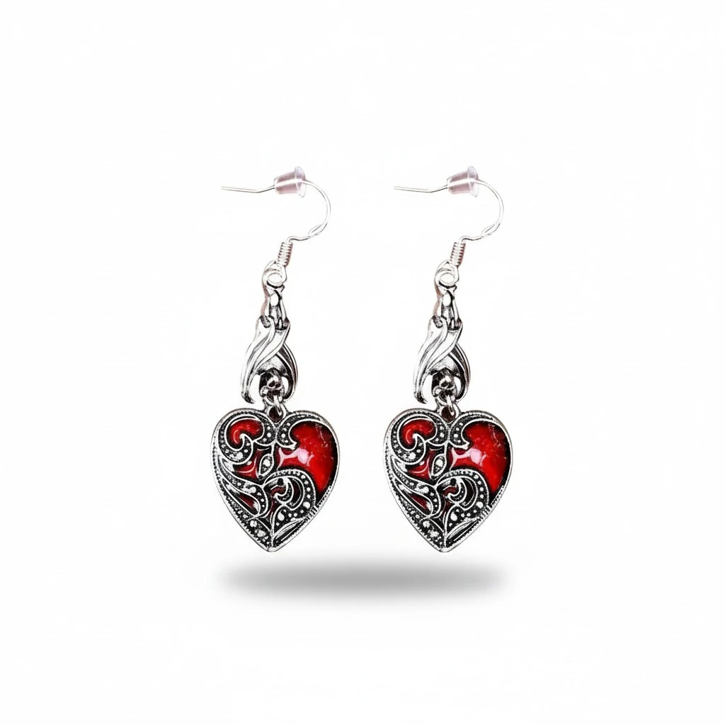 1 Pair Goth Heart Earrings Love Heart Earrings Halloween Jewelry Gothic Earrings
