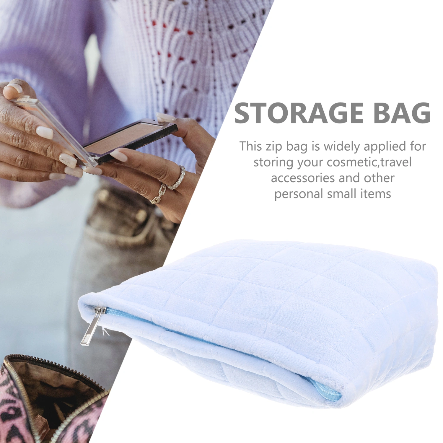 Makeup Bag Zipper Makeup Pouch Travel Cosmetics Bag Sundries Storage Organizer for Women Girls