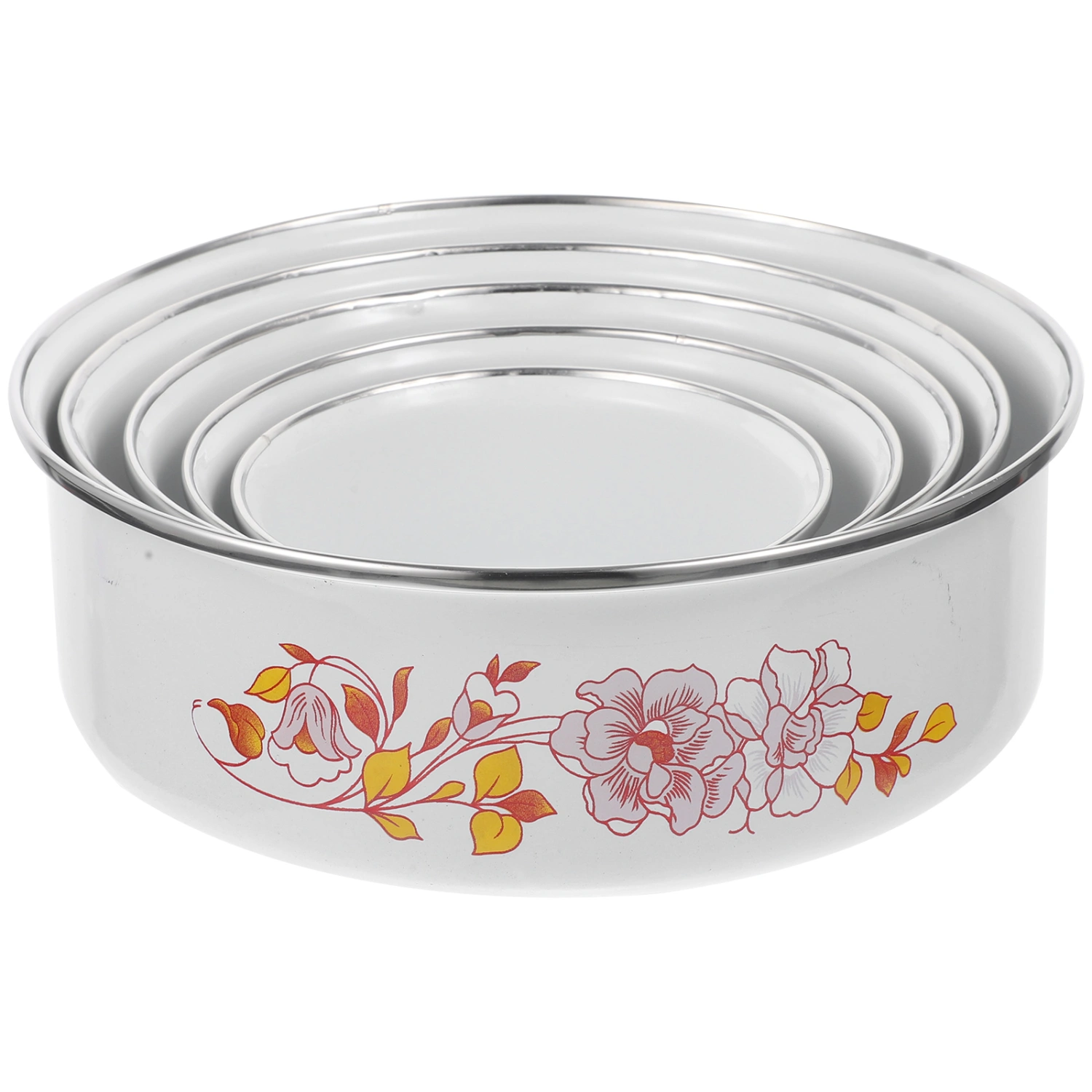 5Pcs Enamel Food Storage Bowls Fresh-keeping Bowls Lidded Food Containers Enamel Preservation Bowls