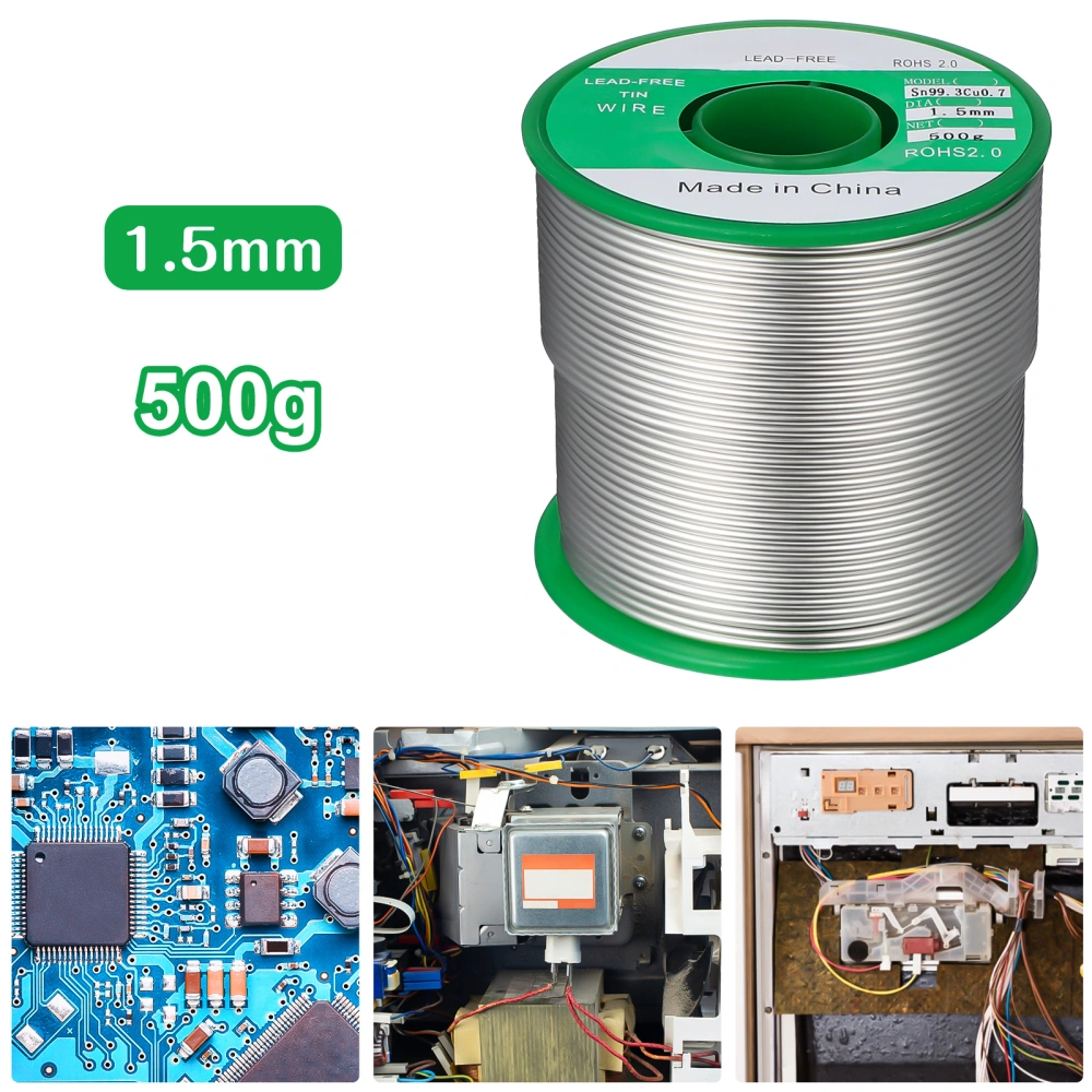 1 Roll of Lead Free Solder Wire for Electrical Soldering Electronic Appliances Circuit Boards (1.5mm/500g)