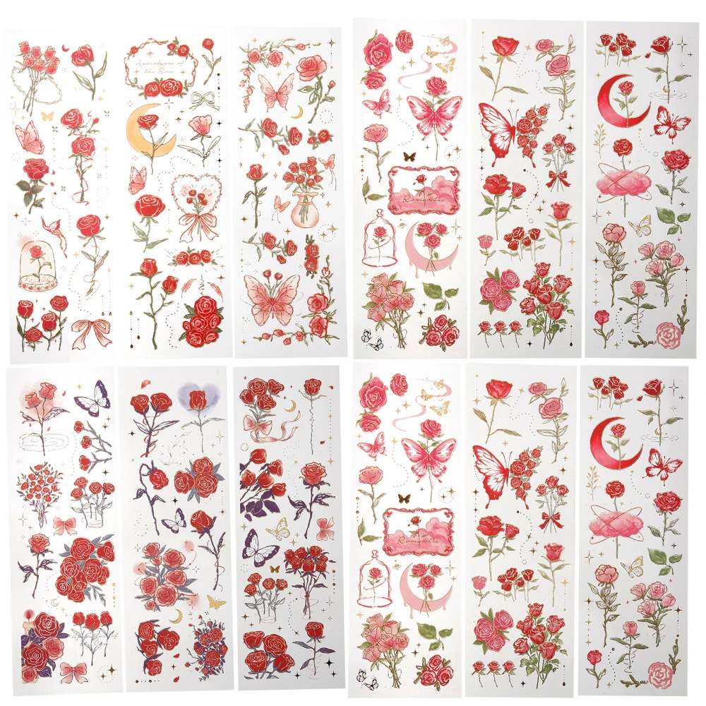 4 sheets of Scrapbook Floral Decals Decorative Decals DIY Decals Daily Planner Stickers