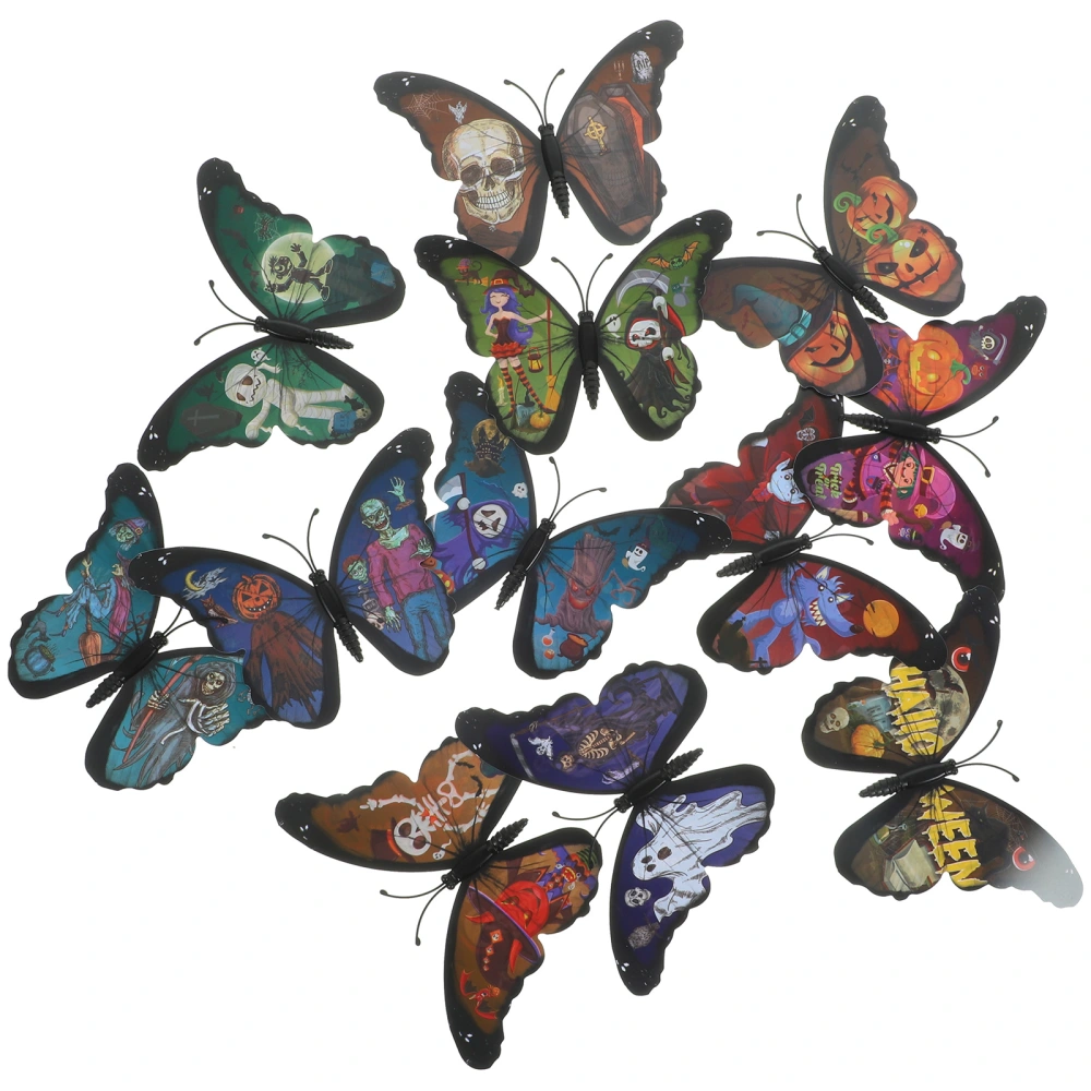 12pcs Halloween 3D Butterflies Stickers 3D Wall Decorative Butterflies Stickers